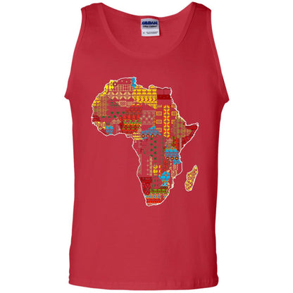 African Pride Traditional Ethnic Pattern Africa Map Shirt Red