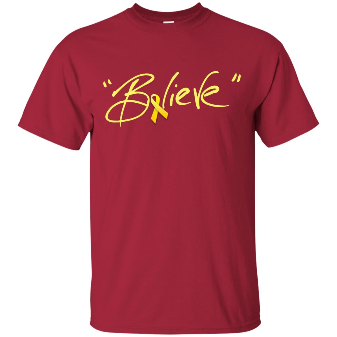 Sarcoma Bone Bladder Cancer Awareness Shirt Yellow Ribbon Believe Cardinal