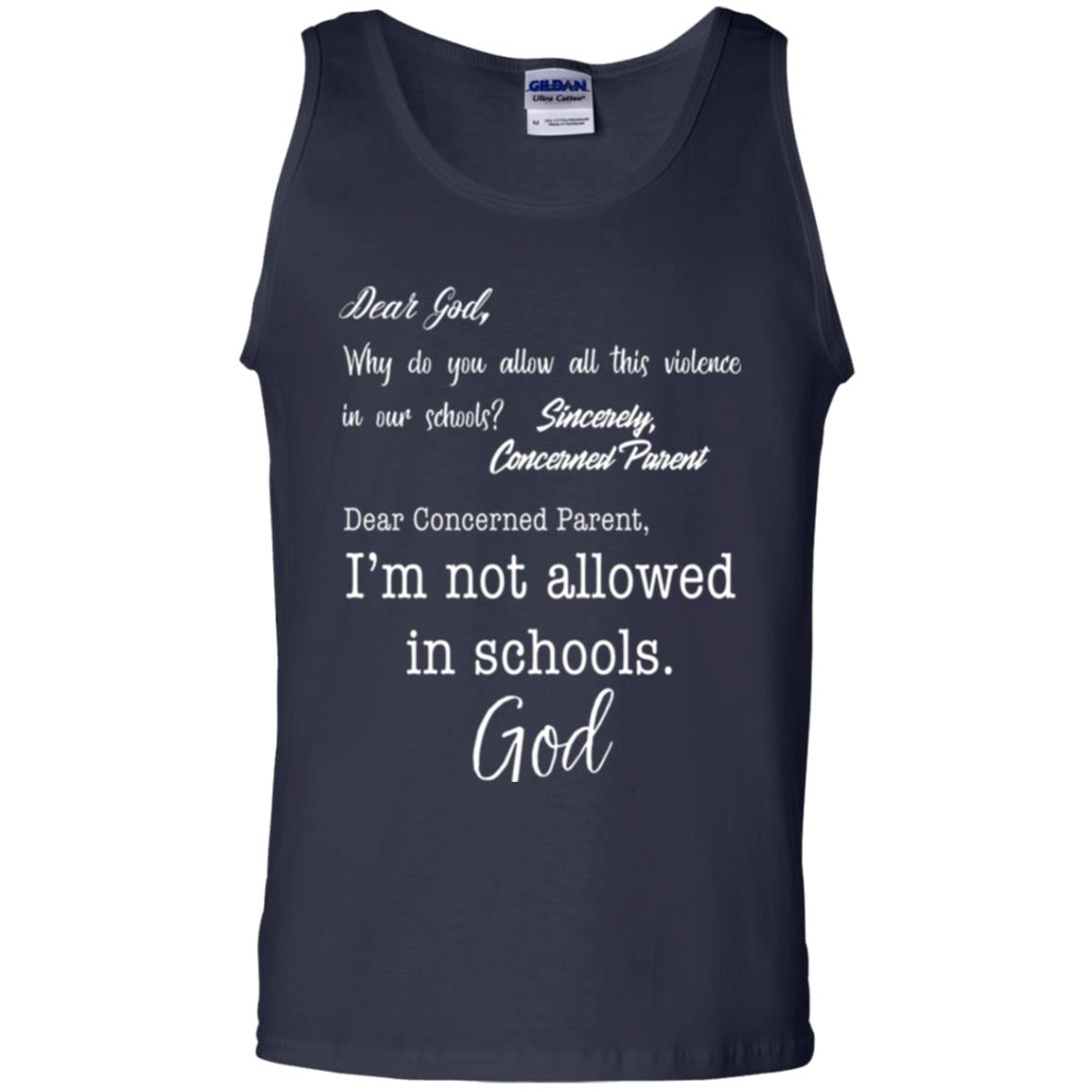 Dear God Why Not Allowed In Schools Christian T-shirt Navy