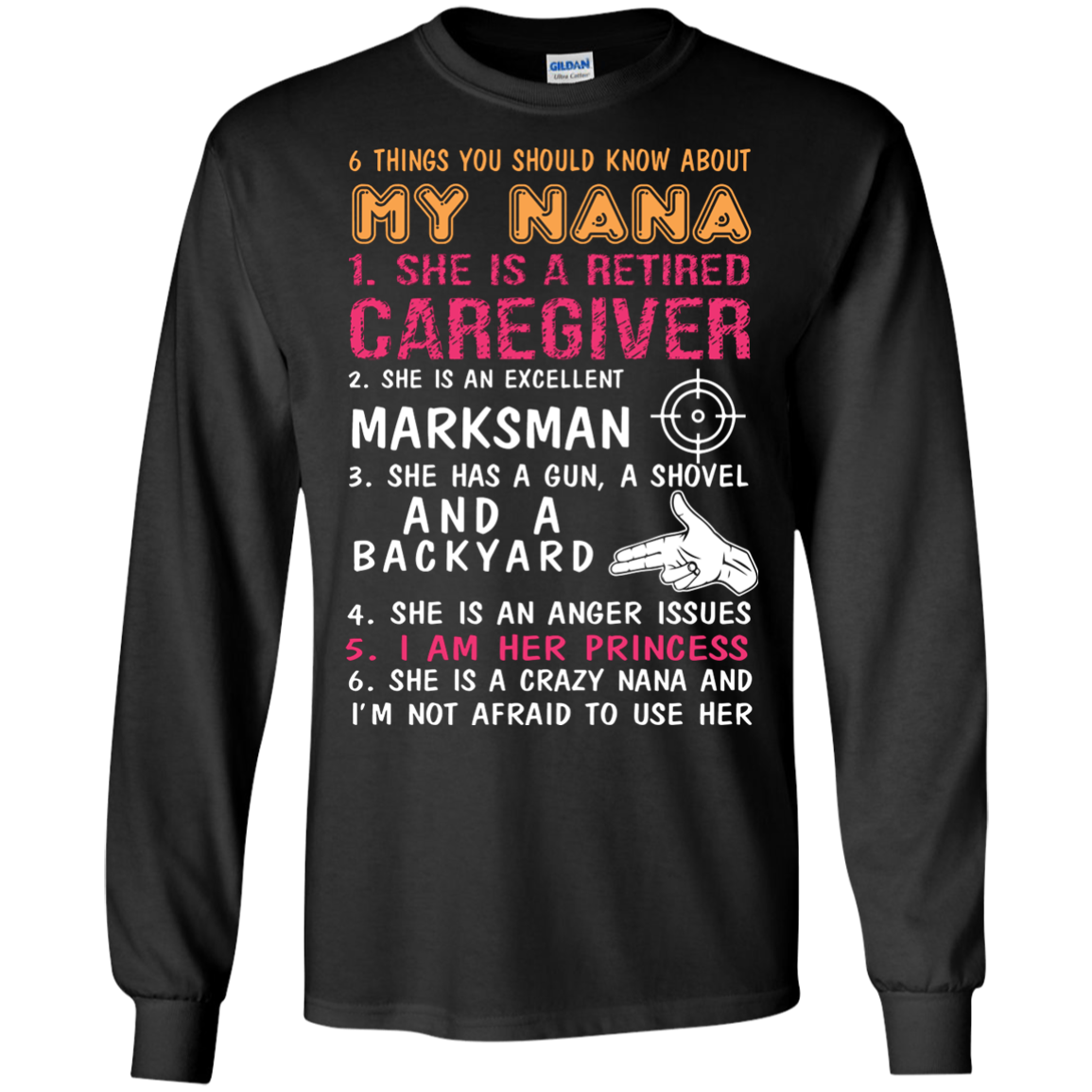 Family T-Shirt 6 Things You Should Know About My Nana Black