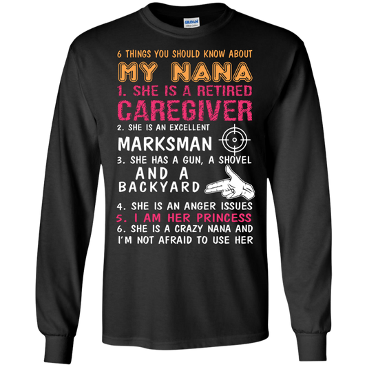 Family T-Shirt 6 Things You Should Know About My Nana Black