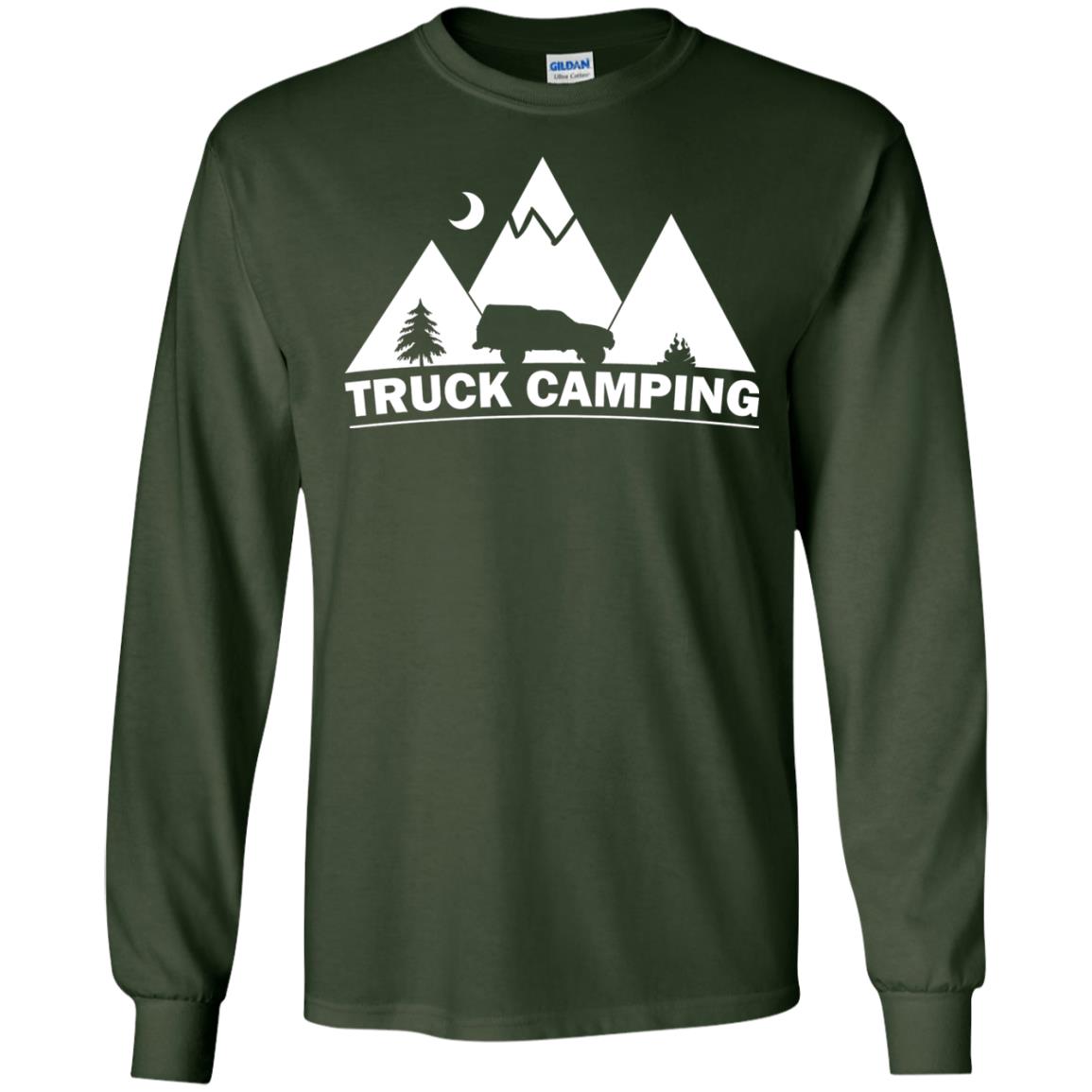 Truck Camping Night Landscape And Adventures T-shirt Forest Green