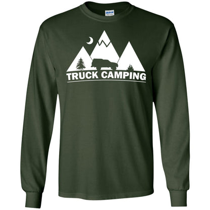 Truck Camping Night Landscape And Adventures T-shirt Forest Green