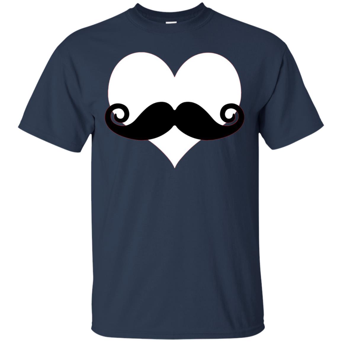 Mustache Heart Valentines Day T-shirt Navy
