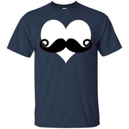 Mustache Heart Valentines Day T-shirt Navy