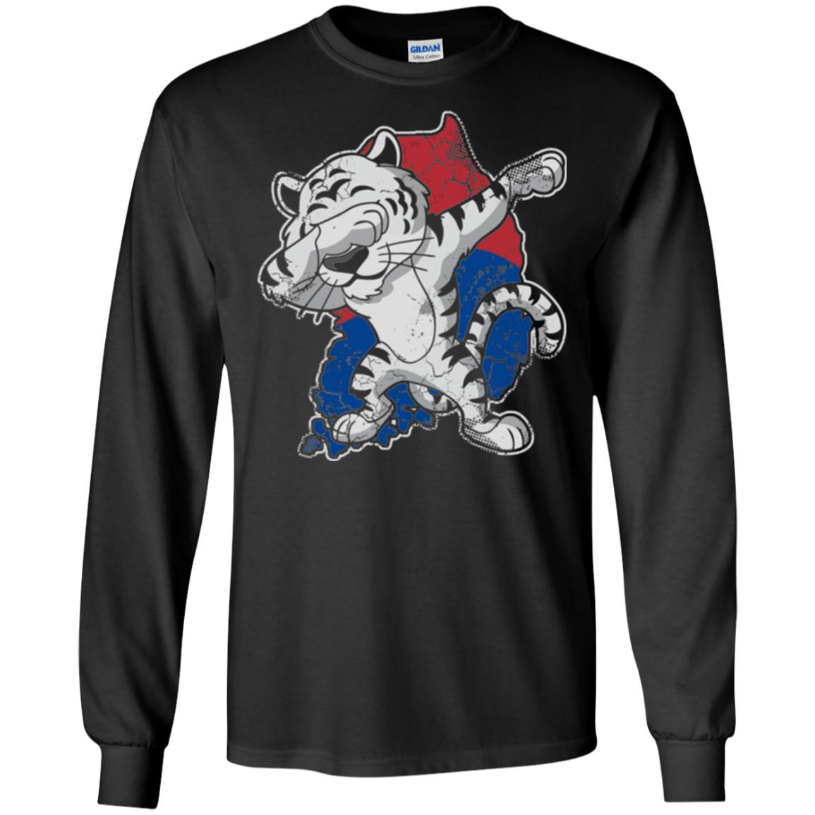Dabbing White Tiger South Korea Flag T-shirt Black