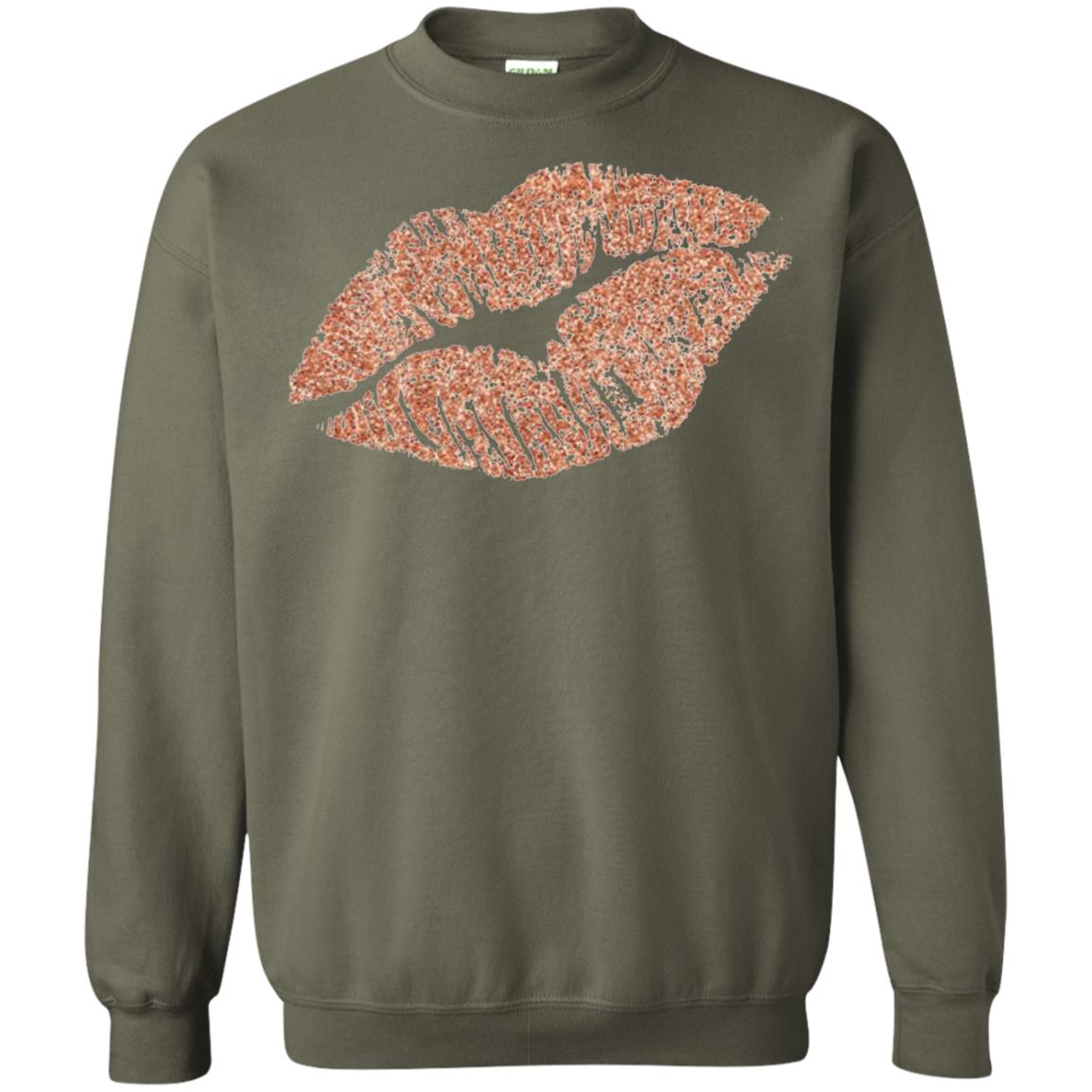 Rose Gold Lipstick Kiss Shirt Military Green