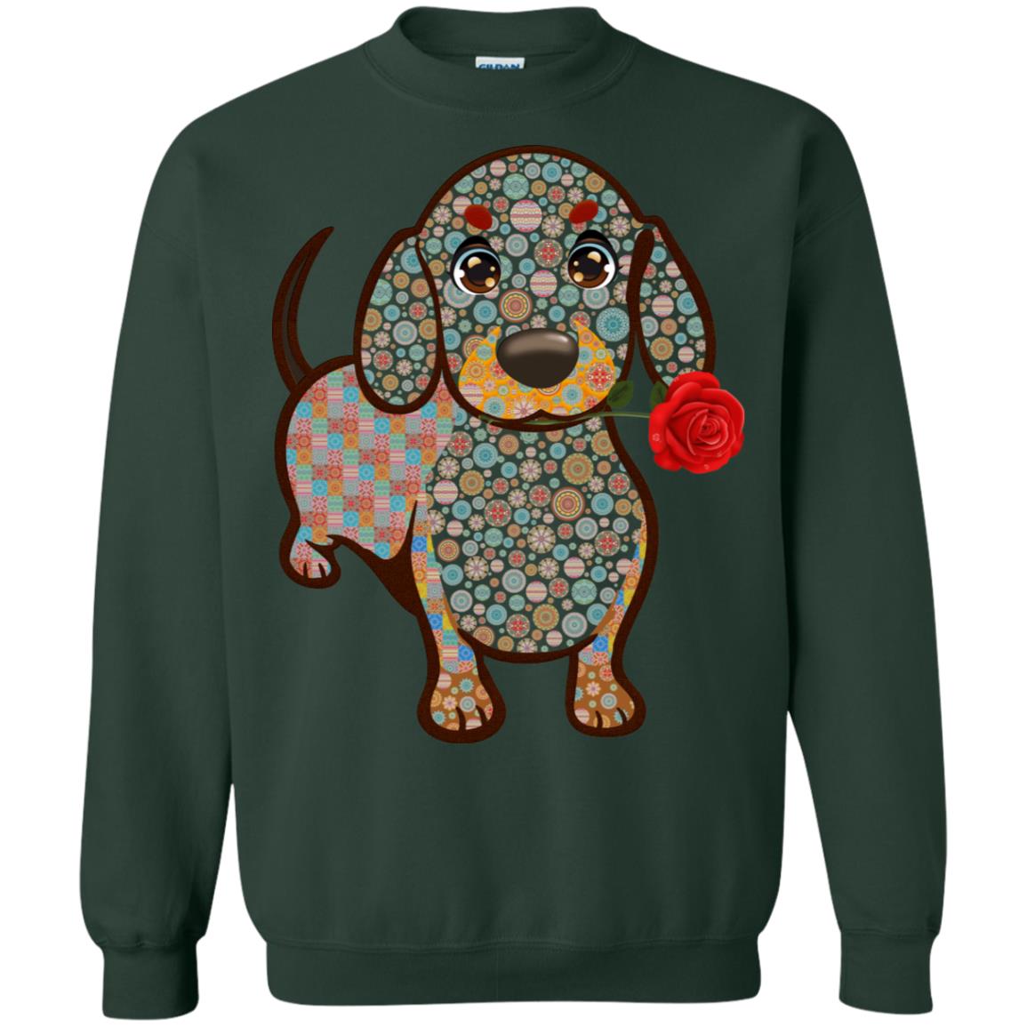 Dachshund Quilts Idea Gift Shirt For Mens Womens Forest Green