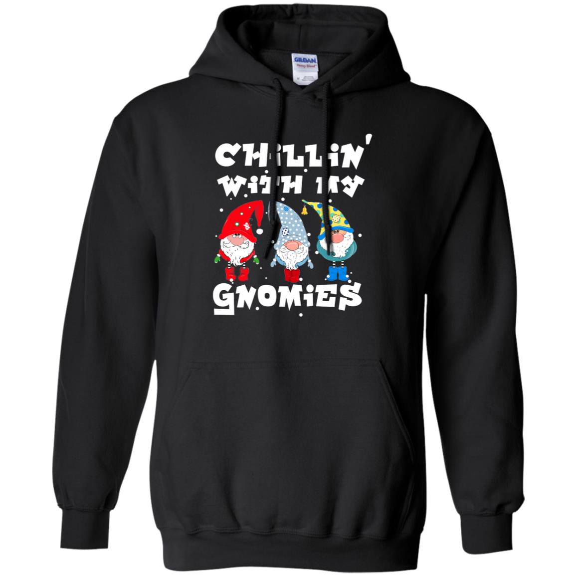 Chillin' With My Gnomies X-mas Gift Shirt For Mens Womens Kids Black