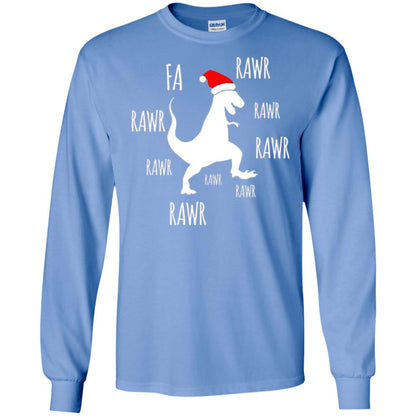 Christmas T-shirt Fa Rawr Rawr Funny T-rex Dinosaur Carolina Blue