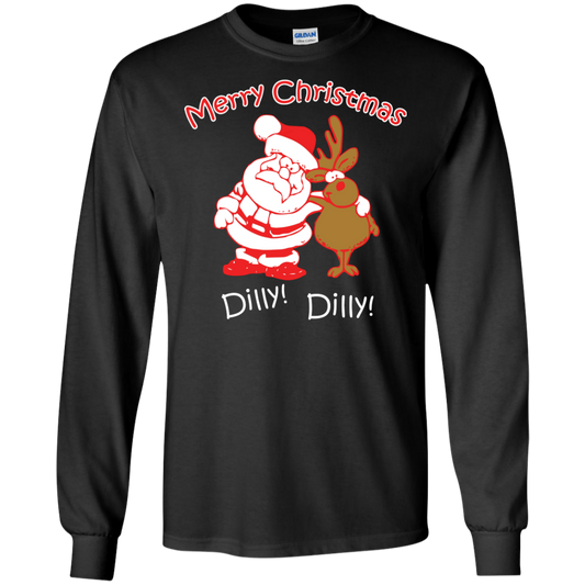 Christmas T-Shirt Merry Christmas Santa And Reindeer Dilly! Dilly! Black
