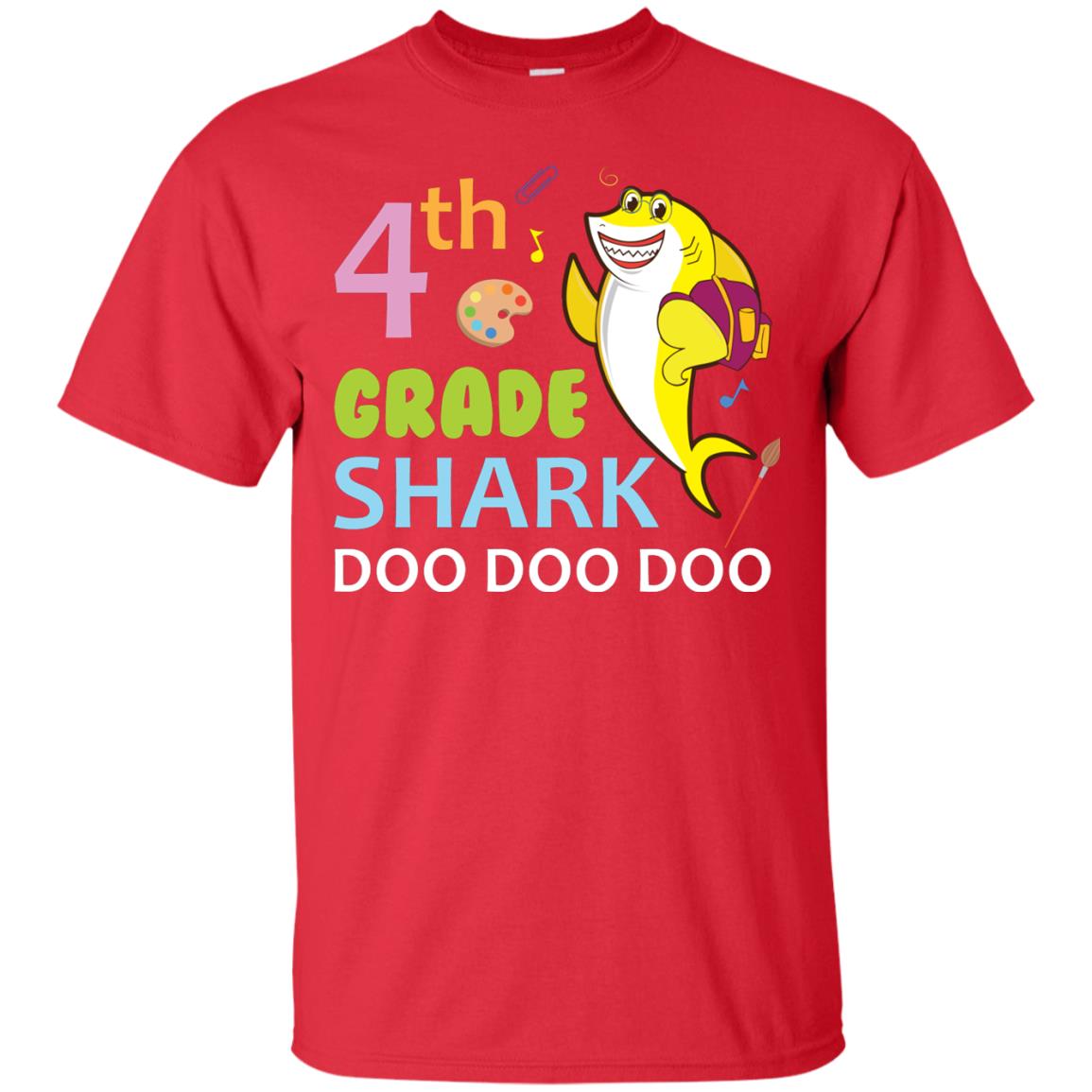 4th Grade Shark Doo Doo Doo Back To School T-shirt Red