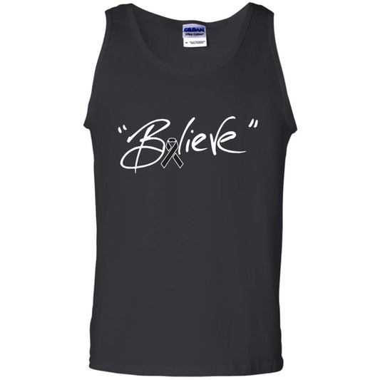 Melanoma Cancer Awareness Shirt Black Ribbon Believe Black