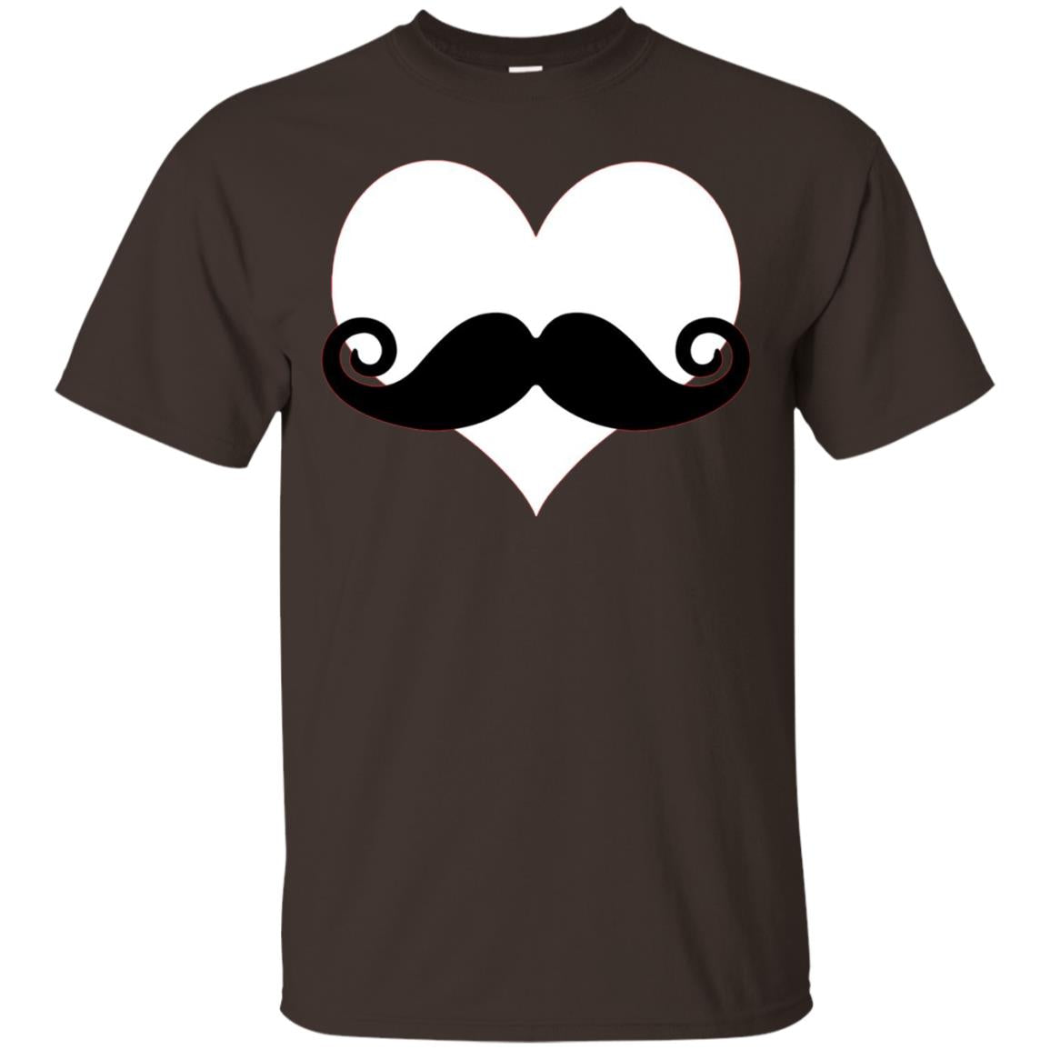 Mustache Heart Valentines Day T-shirt Dark Chocolate