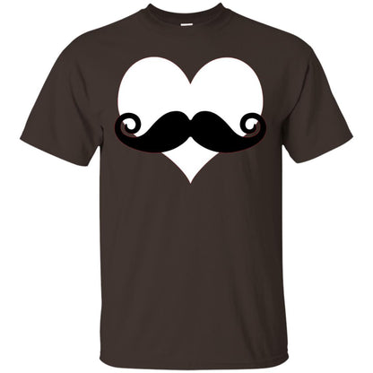 Mustache Heart Valentines Day T-shirt Dark Chocolate