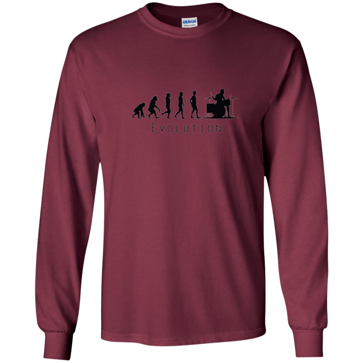 Drumming Lover T-shirt The Evolution Of The Drummer Maroon