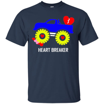 Heart Breaker Cute Blue Monster Truck Valentine_s Day T-shirt Navy
