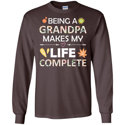 Being A Grandpa Make My Life Complete Parent_s Day Shirt For Grandfather Dark Chocolate
