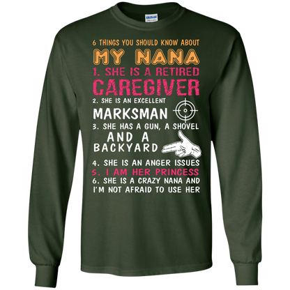Family T-Shirt 6 Things You Should Know About My Nana Forest Green