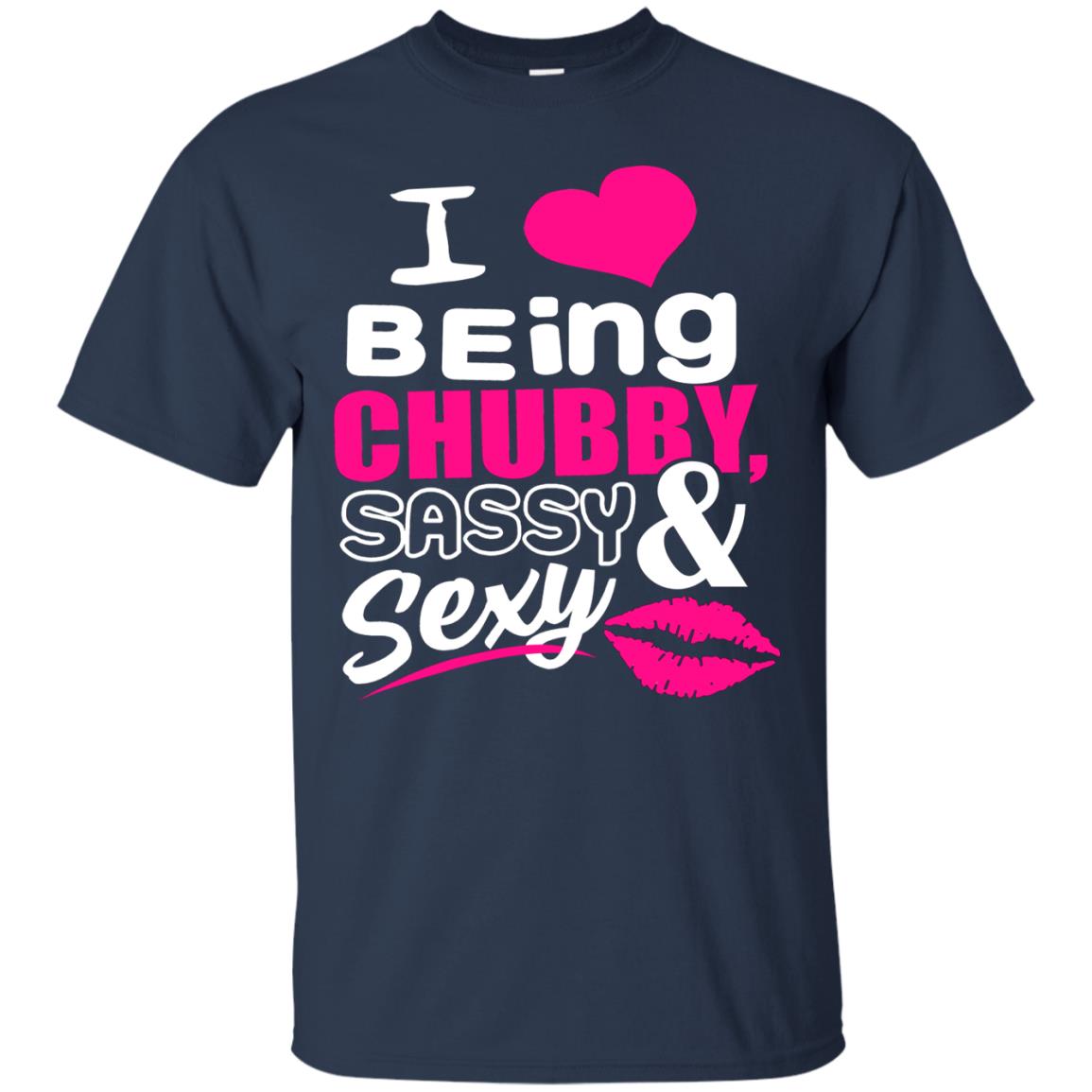 I Being Chubby Sassy Sexy Lip Shirt Navy