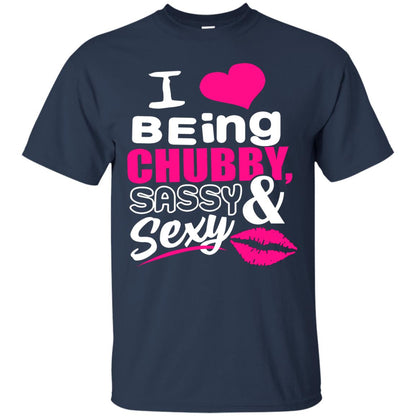 I Being Chubby Sassy Sexy Lip Shirt Navy