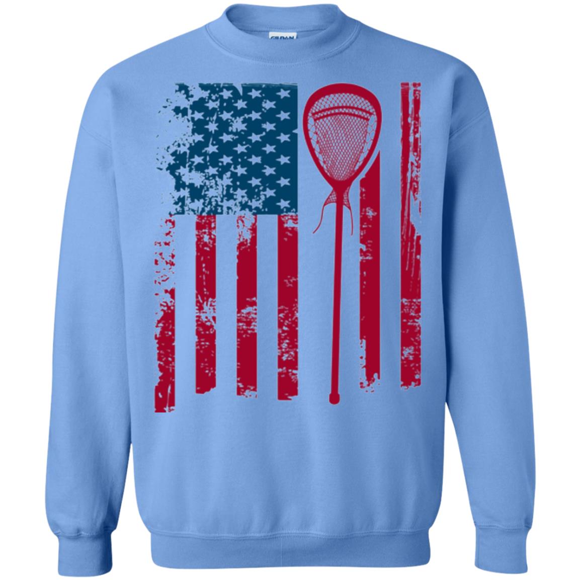 Lacrosse Player T-shirt Lacrosse American Flag Stick Carolina Blue