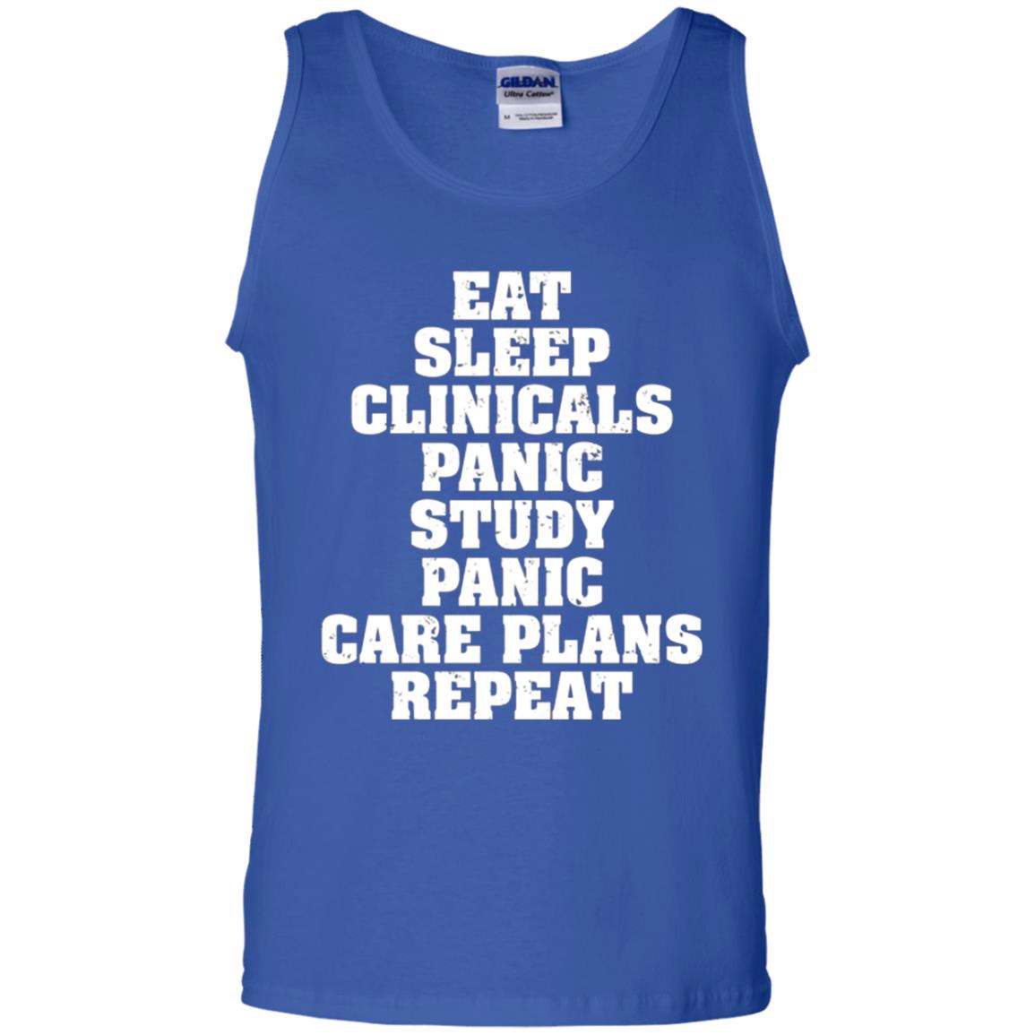 Funny Nursing Student T-shirt Eat Sleep Clinicals Panic Royal