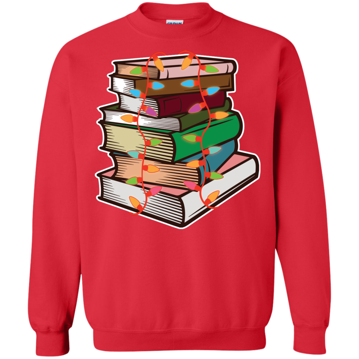 Fairy Lights Christmas Gift T-shirt Book Lover Red