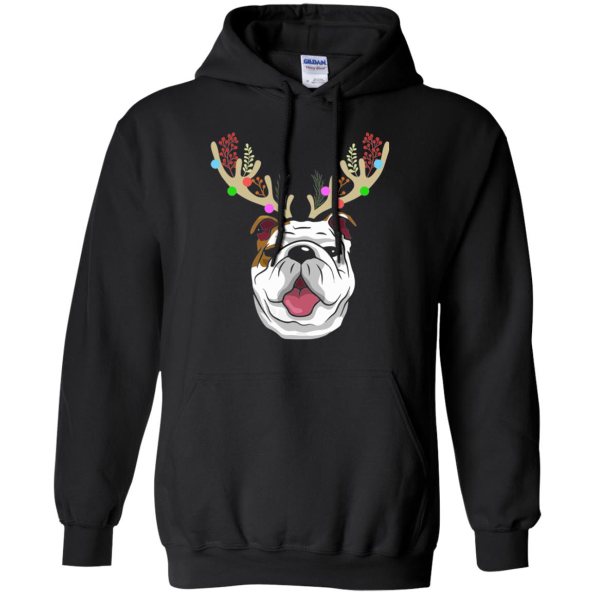 Dog Lovers T-shirt Funny Bulldogs With Antlers Black