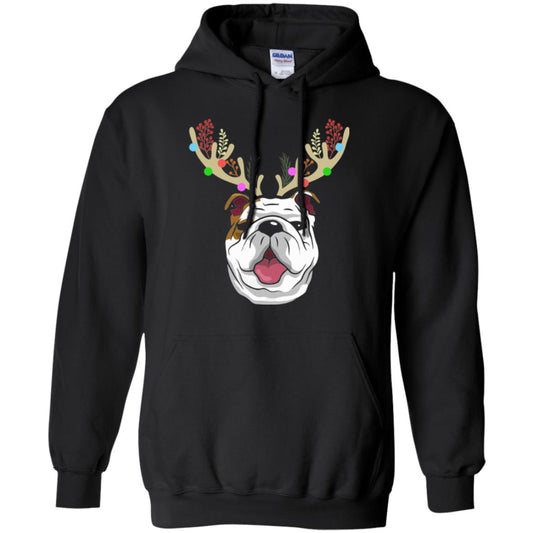 Dog Lovers T-shirt Funny Bulldogs With Antlers Black