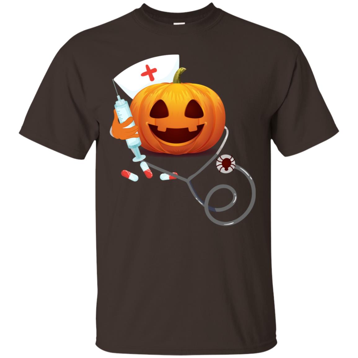 Pumpkin Nurse Nursing Halloween Gift Shirt Dark Chocolate