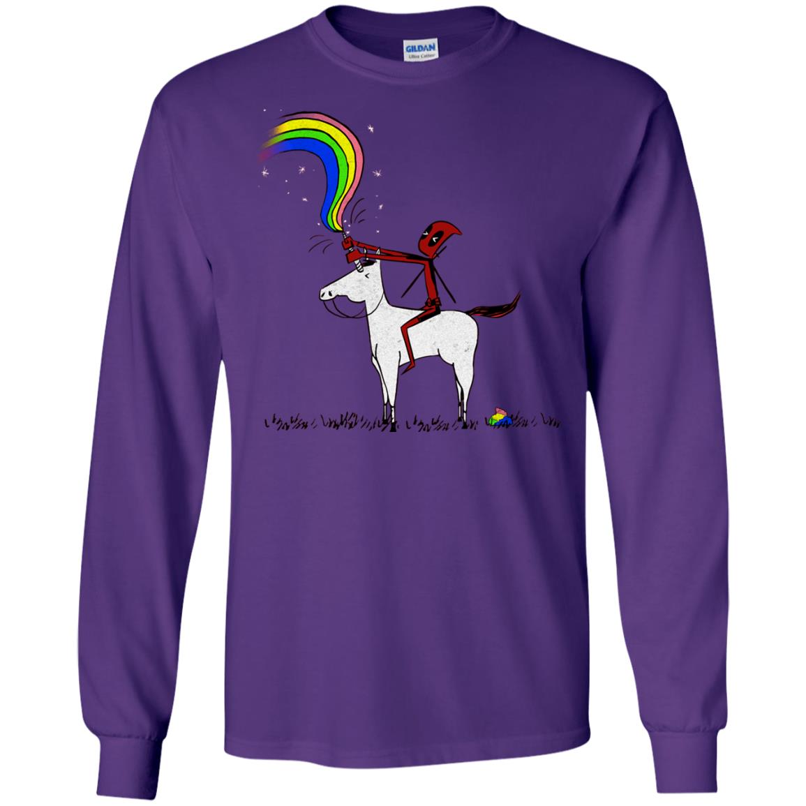 Deadpool With Unicorn Movie T-shirt Purple