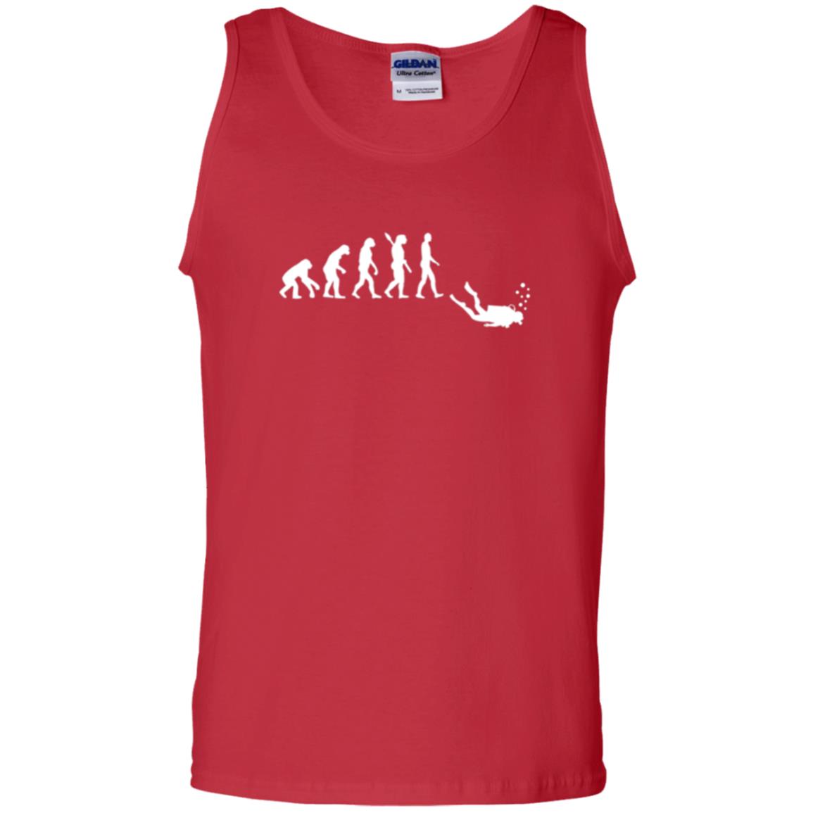 Evolution Of Man Funny Scuba Diving T-shirt Red