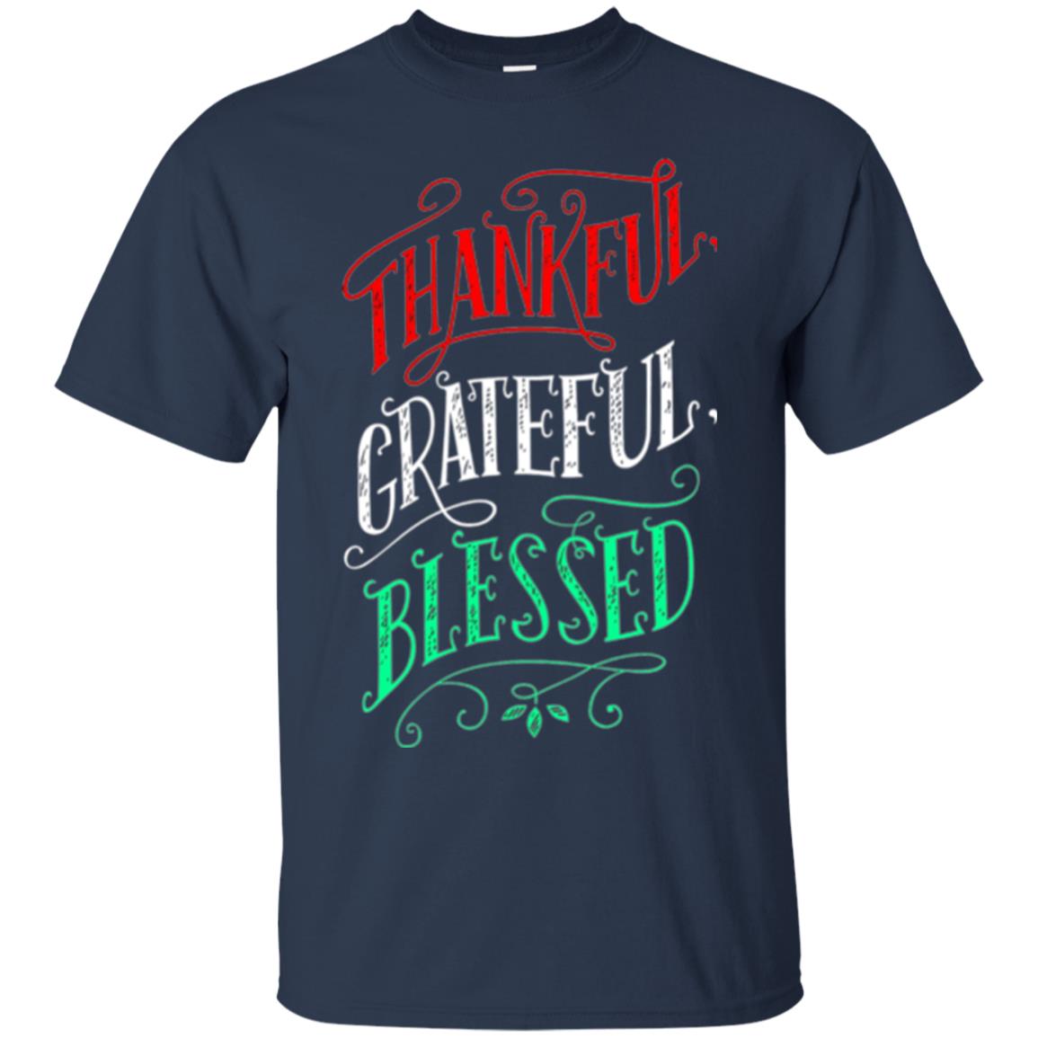 New Year T-shirt Grateful Thankful Blessed Navy