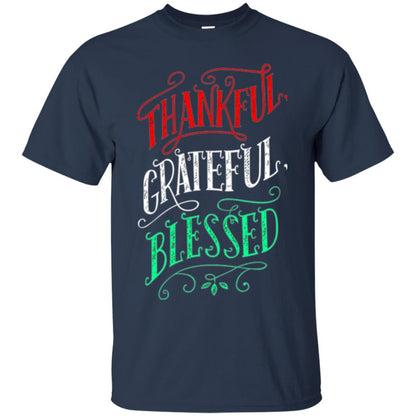 New Year T-shirt Grateful Thankful Blessed Navy