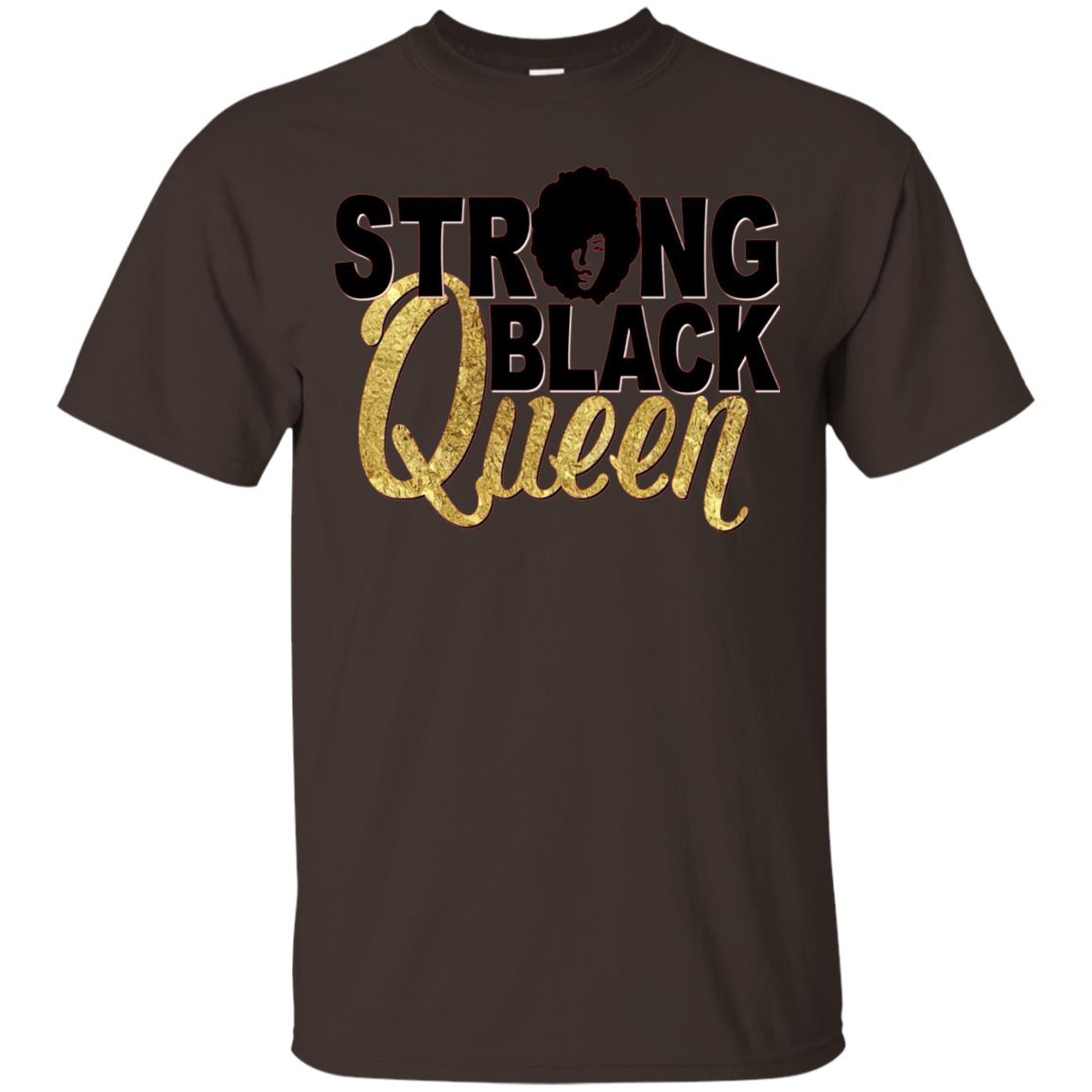 Strong Black Queen Gold Afro Melanin Black Girl Magic T-shirt Dark Chocolate
