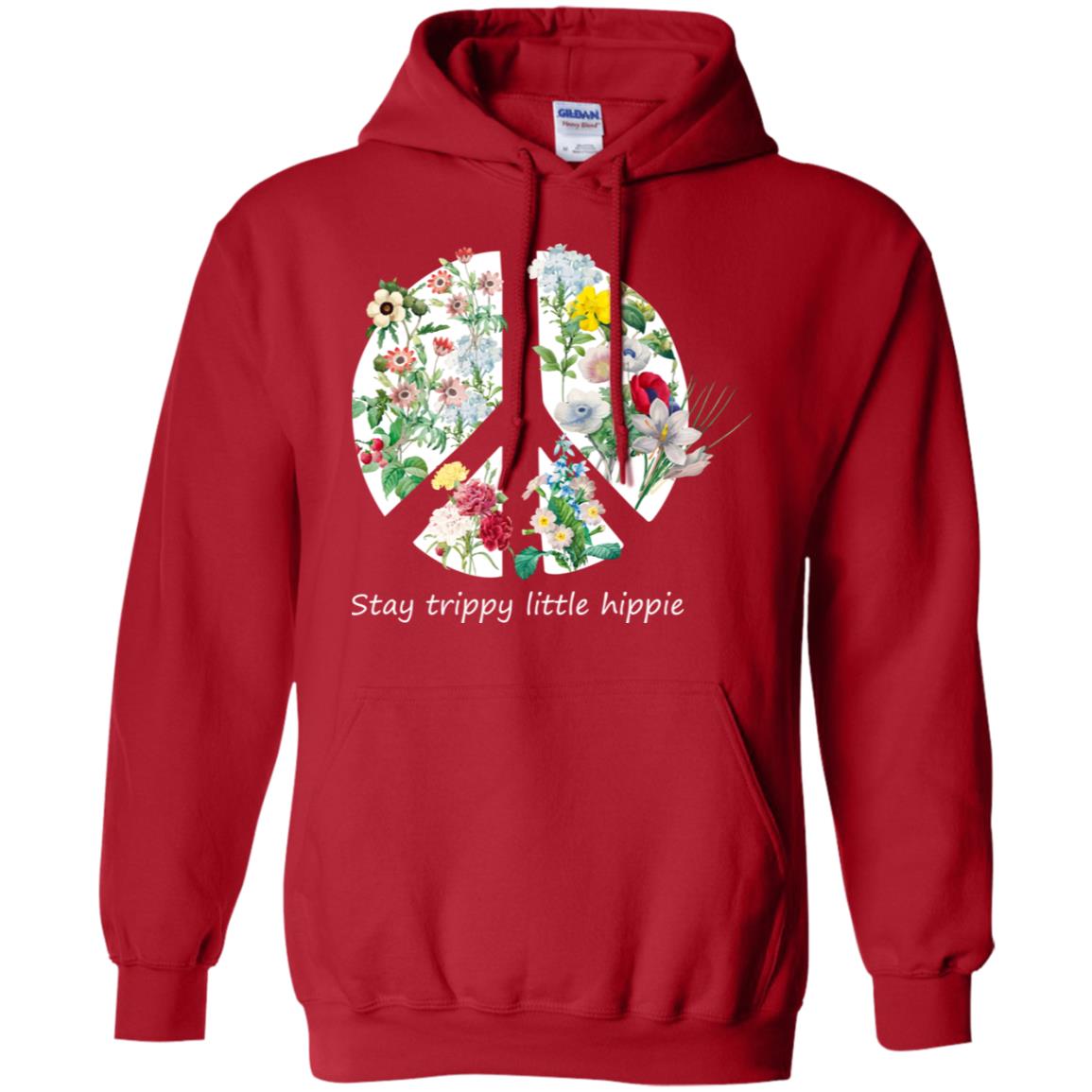 Stay Trippy Little Hippie Peace Sign Shirt Red
