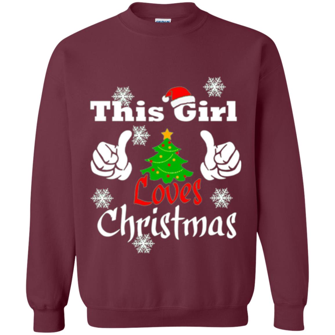 Funny Christmas This Girl Loves Christmas T-shirt Maroon