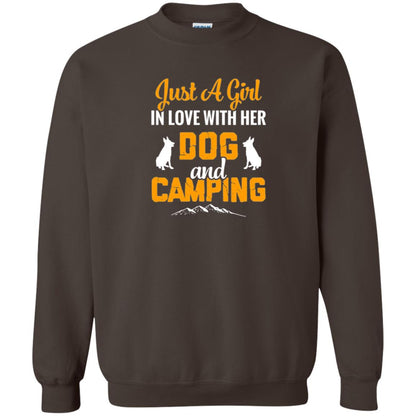 Just A Girl In Love With Her Dog And Camping Dog Lover T-shirt Dark Chocolate