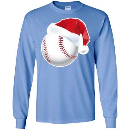 Baseball With Santa Claus Hat X-mas Shirt For Baseball Lovers Carolina Blue