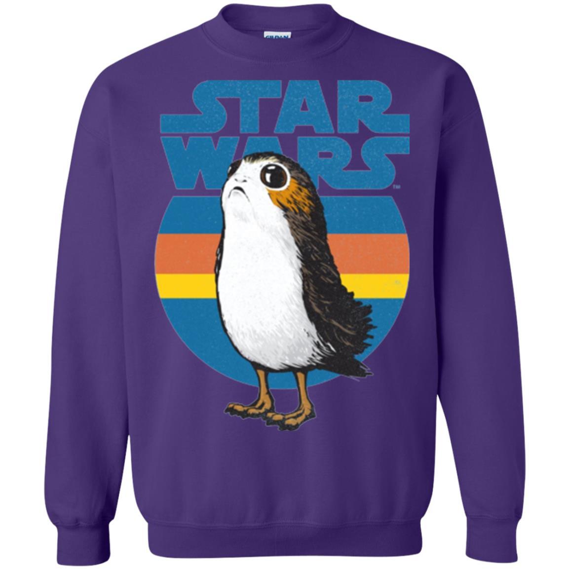 Film T-shirt Star Wars Last Jedi Porg Retro Stripes Logo Graphic Purple
