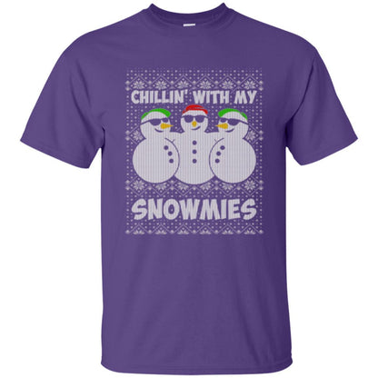 Christmas T-shirt Chillin With My Snowmies Purple