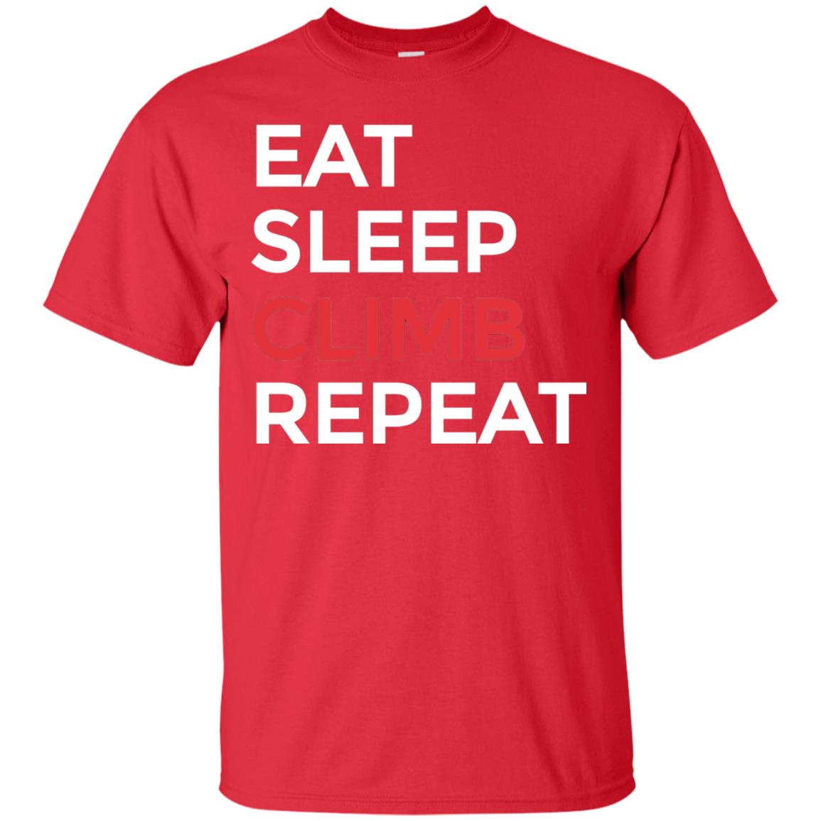 Eat Sleep Climb Repeat Mountain Climber Rock Climbing Shirt Red