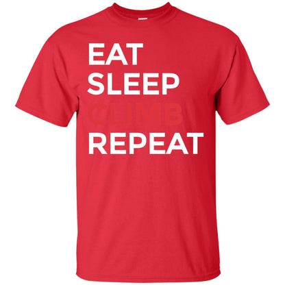 Eat Sleep Climb Repeat Mountain Climber Rock Climbing Shirt Red