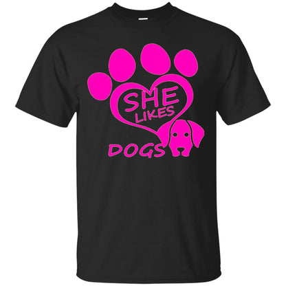 Dog Lovers Shirt She Likes Dogs Black