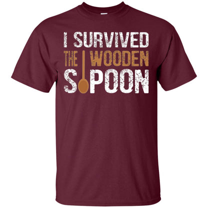 Spoon T-shirt I Survived The Wooden Spoon Maroon