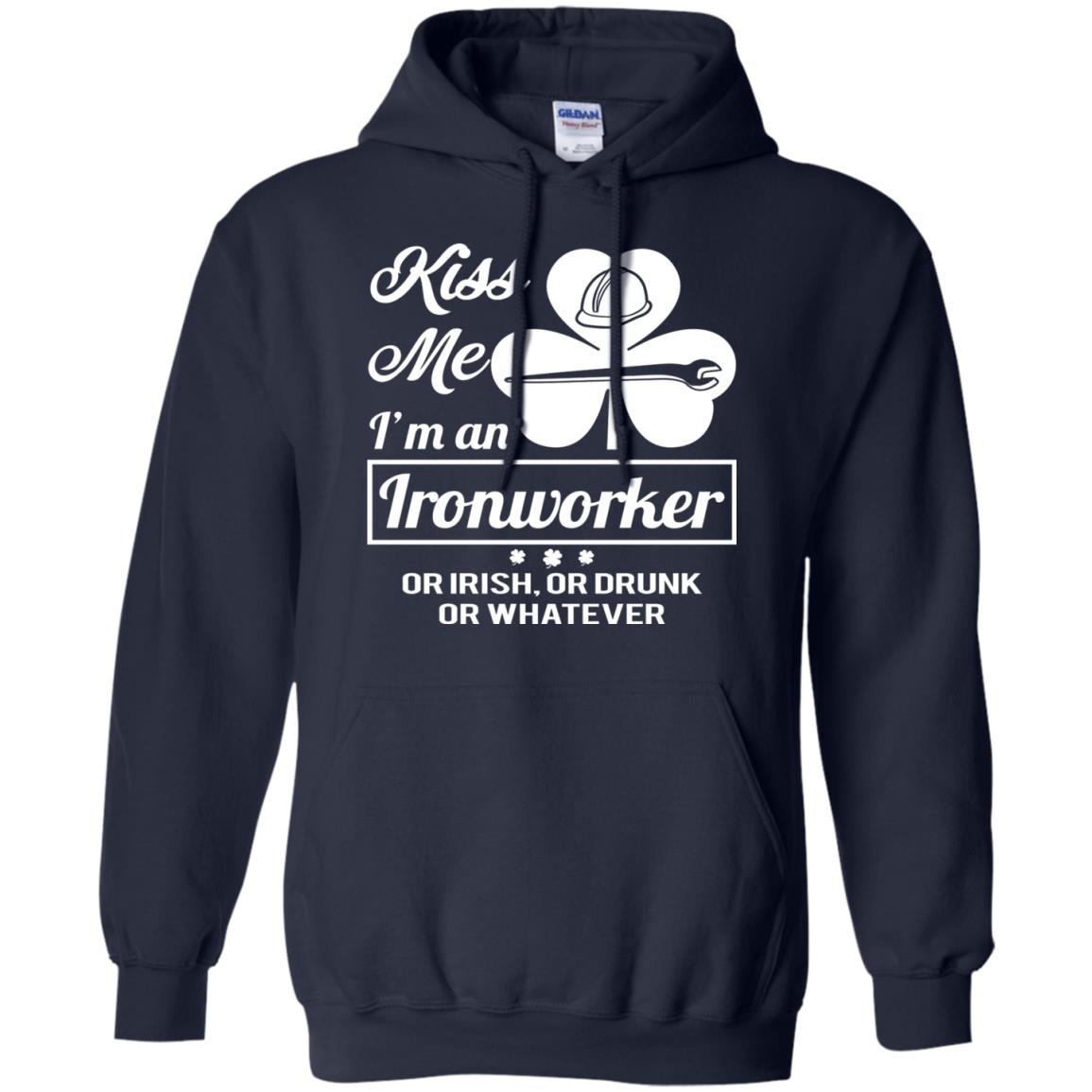 Funny St Patricks Day Shirt Kiss Me I Am An Ironworker Navy