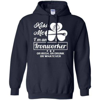 Funny St Patricks Day Shirt Kiss Me I Am An Ironworker Navy