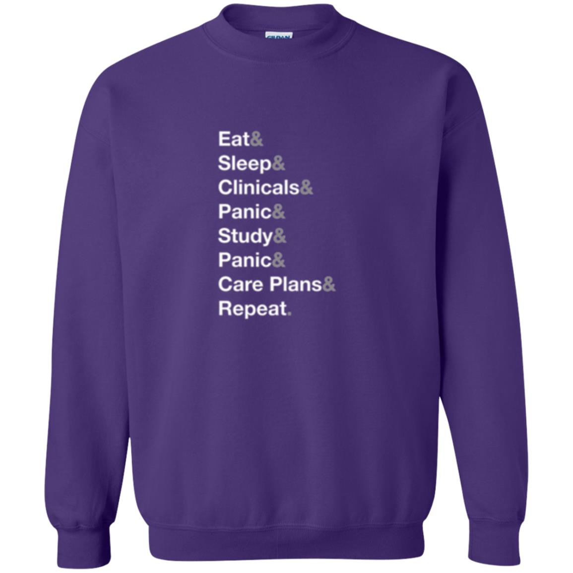 Nurse T-shirt Eat Sleep Clinicals Panic Study Panic Care Plans Repeat Purple
