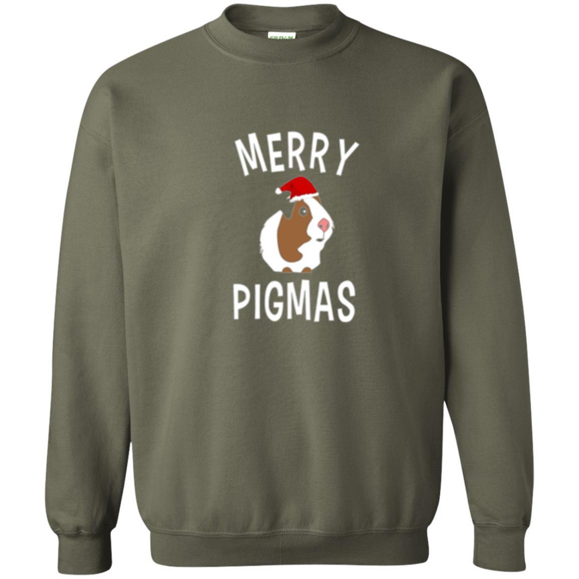Guinea Pig Lover T-shirt Merry Christmas Pigmas Military Green